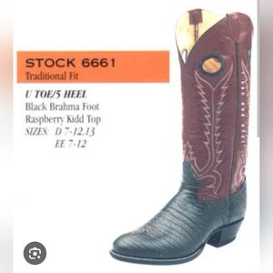Tony Lama Brahmin Leather Cowboy Boots Mens 9.5